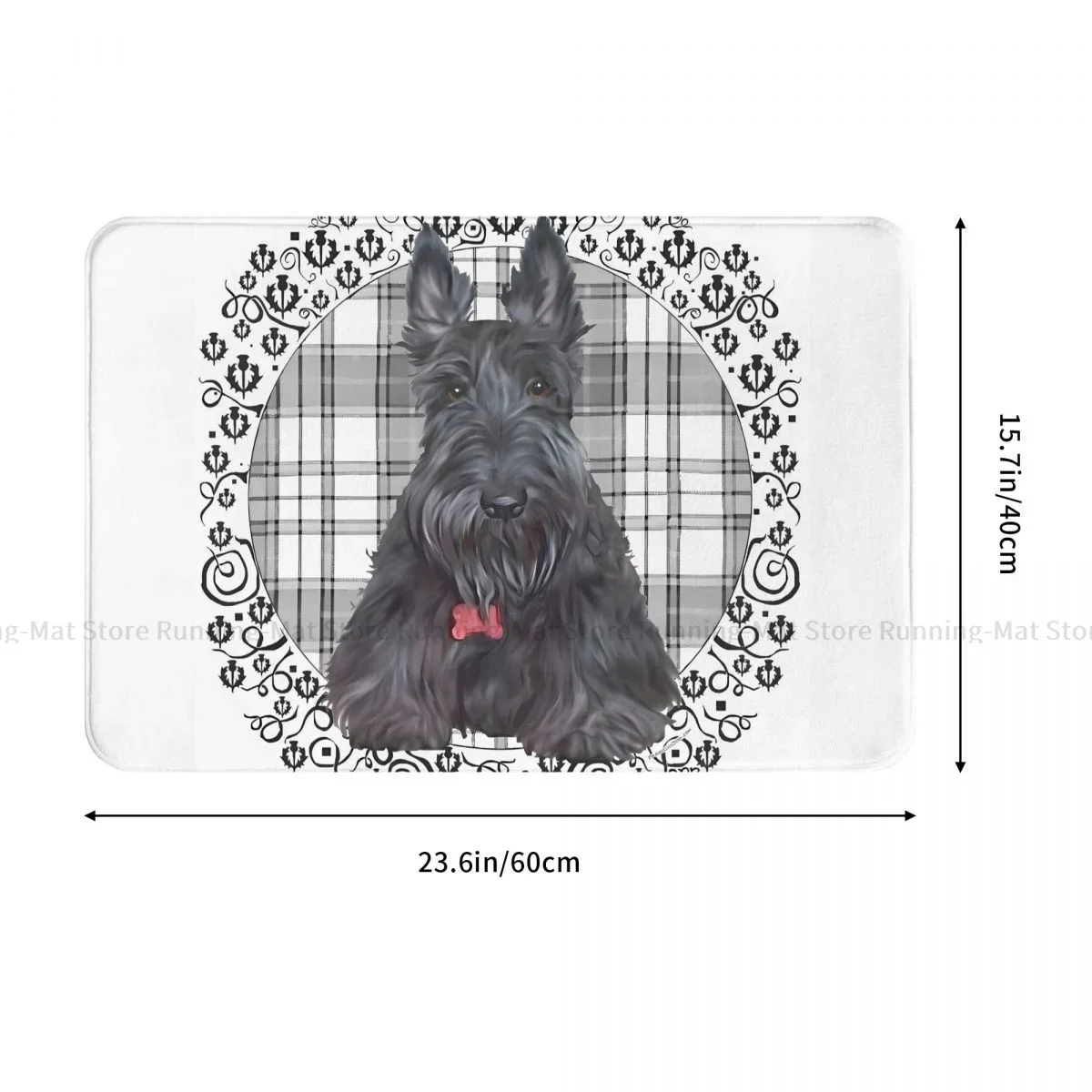 Kitchen Non-Slip Carpet Scottish Terrier On Tartan Square Sticker Bedroom Mat Entrance Door Doormat Floor Decoration Rug