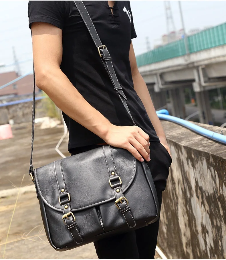 Korean Style Men Shoulder Bags Free Shipping Retro Crossbody Bag Leather Male Sling Bags Men Messenger Bags