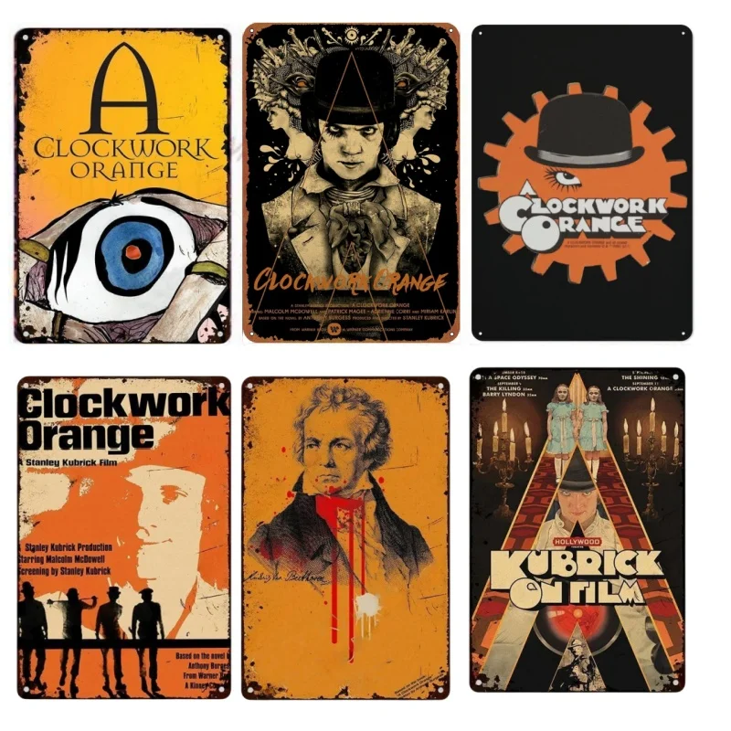 Metal Tin Poster Classic Movie A Clockwork Orange Metal Tin Sign Plaque Poster for Bar Club Wall Home Vintage Wall Plate Pendant