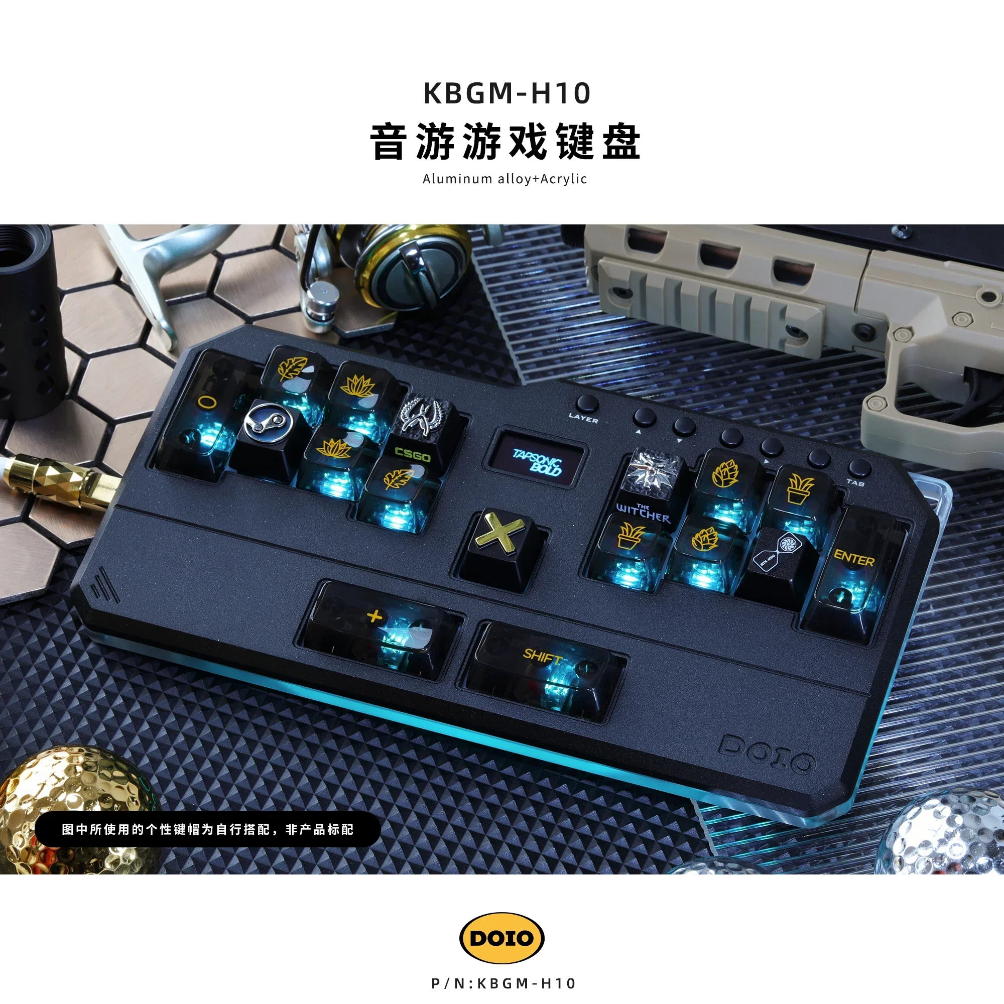 DOIO KBGM-H10  Mini Portable Aluminum Alloy Custom Hot Plug Mechanical Keyboard RGB Backlight OLED Display Screen Gamer Keyboard