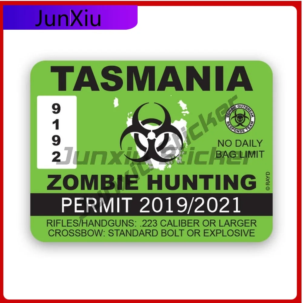 

Tasmania Zombie Hunting Permit Sticker Waterproof Funny Bumper Waterproof Vinyl Decal For Toilet Seat Decor Unique Decor Unique