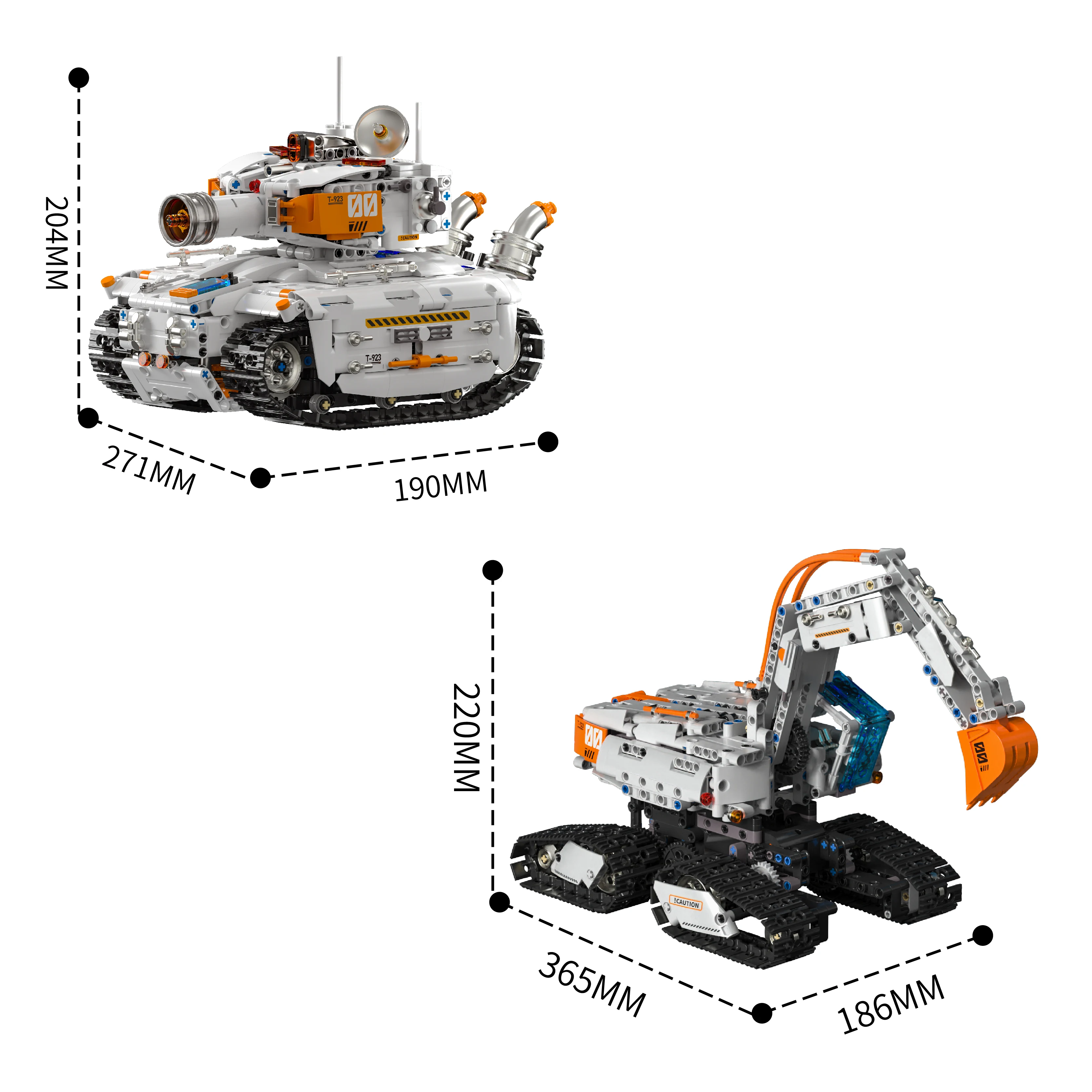 1129 PCS Remote Control Dual-Transformation Tank Excavator Building Blocks Model Assembly Toy Ornament Kids Birthday Toy Gift