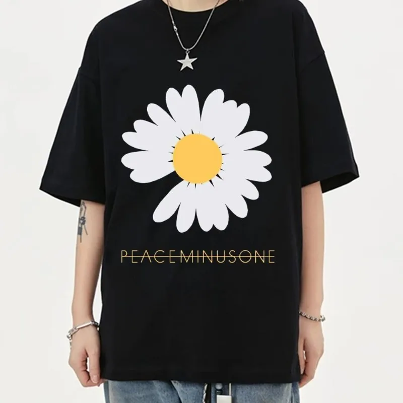 

G-Dragon-Peaceminusone T Shirt Women Couple Clothes Short Sleeve Collar Fashion Man Cotton Summer Sporty