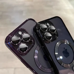 Luxury Magnetic Reche Clear Case para carga inalámbrica Magsafe iPhone 11 12 13 14 15 16 PRO MAX más CUBIERTA DE SILICONA A PROBAJO 8 Mejores escondite de hierro de ventas - №2