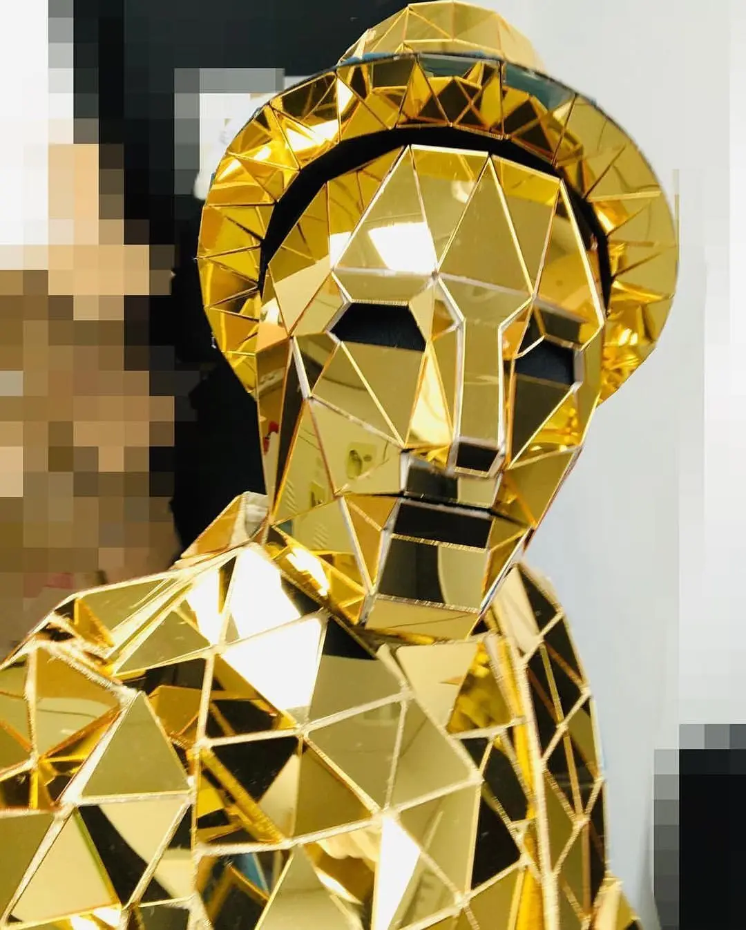 Abito da spettacolo teatrale da uomo con specchio cucito a mano, maschera di vetro di Halloween, costume da spettacolo di danza moderna