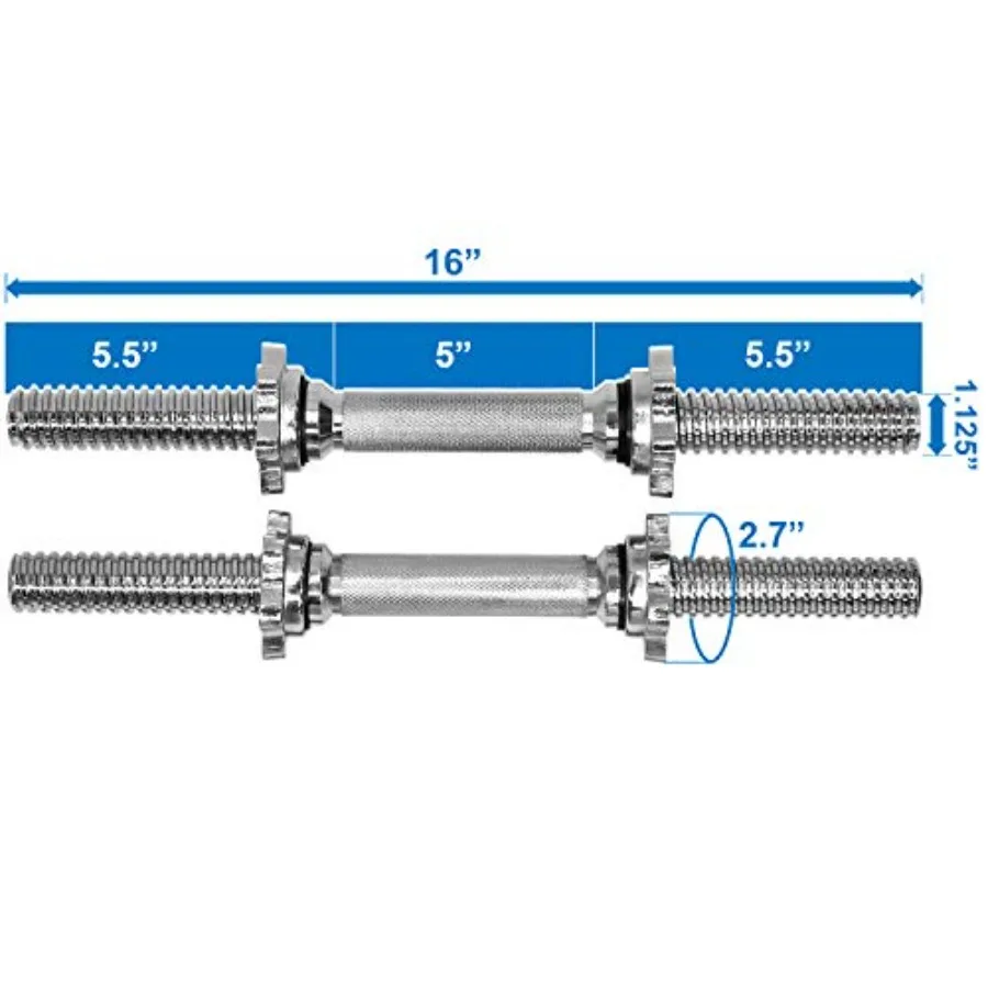Yes4 جميع مقابض الدمبل القابلة للتعديل مقاس 1.15 بوصة مع أطواق بطول 16 بوصة لثقوب لوحة 1.15 بوصة مثالية لصالة الألعاب الرياضية المنزلية والقوة