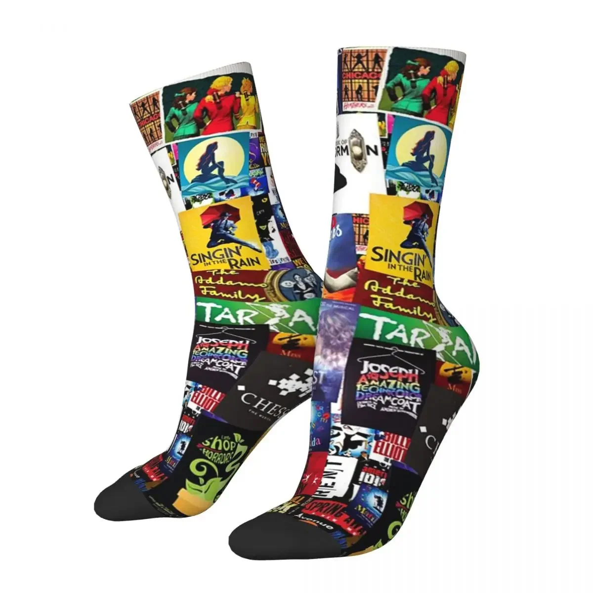 Collage de comédies musicales IV, bas absorbant la sueur Harajuku, chaussettes longues toutes saisons, accessoires originaux, cadeaux pour hommes et femmes