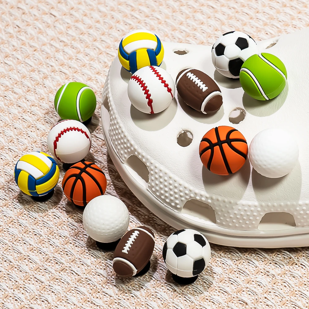 1 stücke 3D Bälle Schuh Charms Zubehör Turnschuhe Schuh Dekorationen Pins für Clog Frau Männer Fußball Clips Jeans Dropshipping – Detail 4