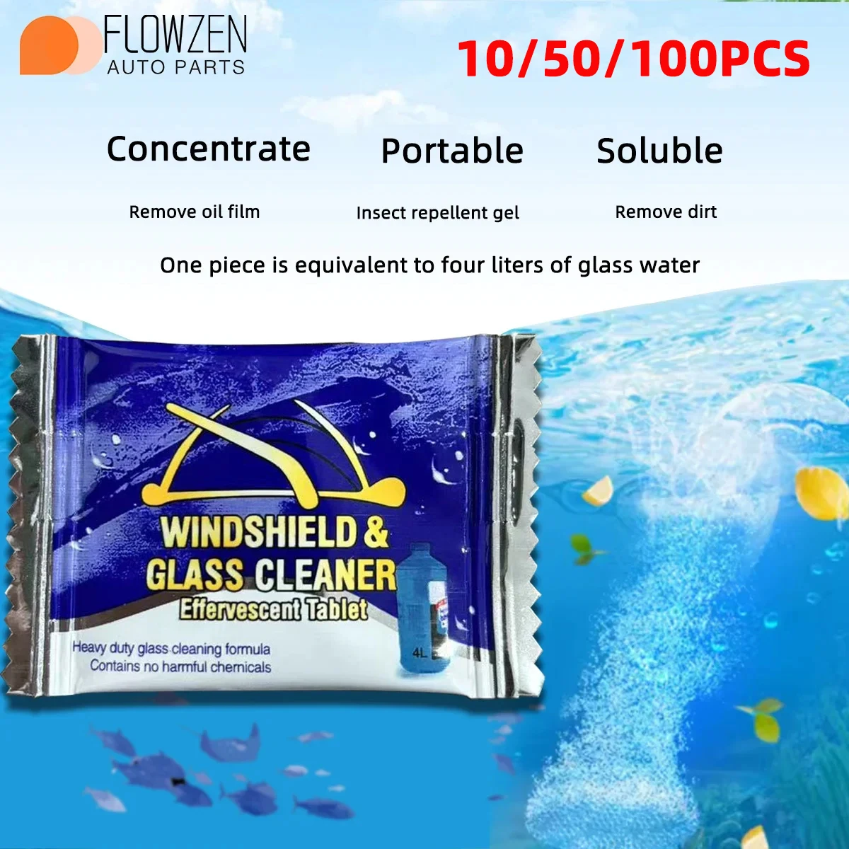 10/50/100PCS Windshield Glass Washer Cleaner Compact Effervescent Tablets Detergent Car Beauty Tool  Accessaries