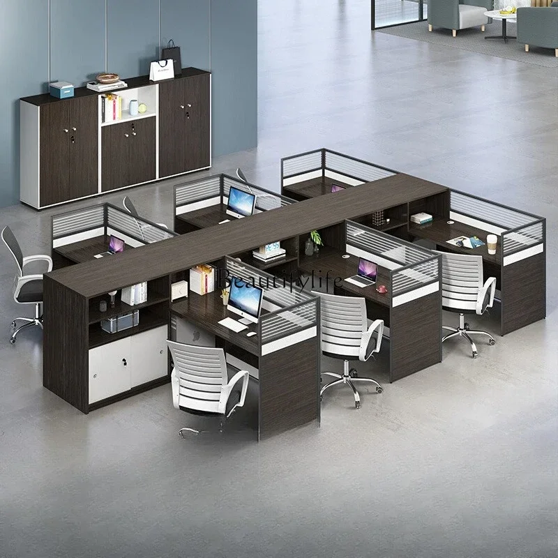 Z.Finance Desk and Chair Combination Office Screen Card Seat 2/4/6 Simple Staff Office Desk
