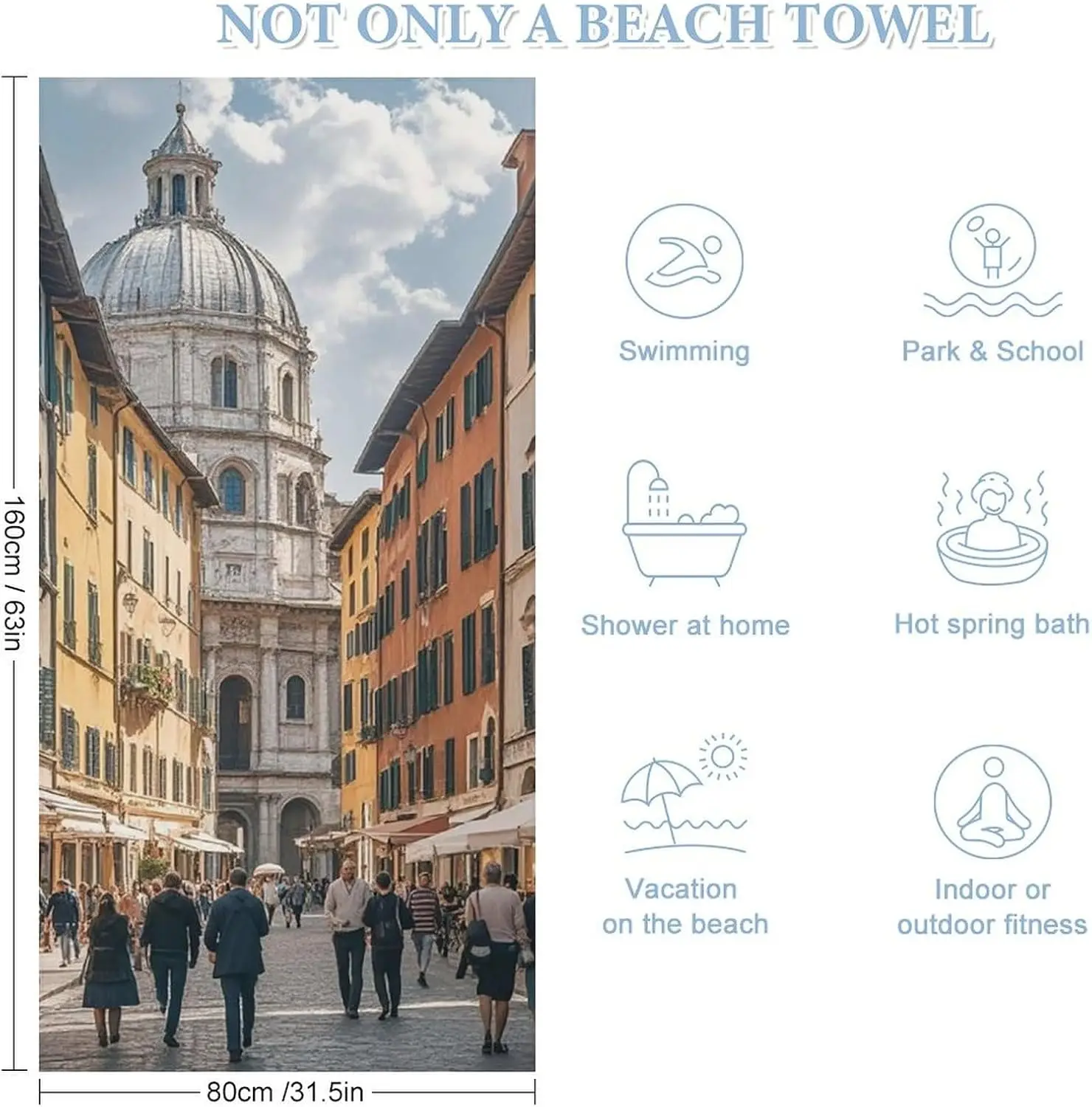 Italian Construction Beach Towel Oversized Microfiber Super Absorbent Pool Towel Lightweight 70X140cm