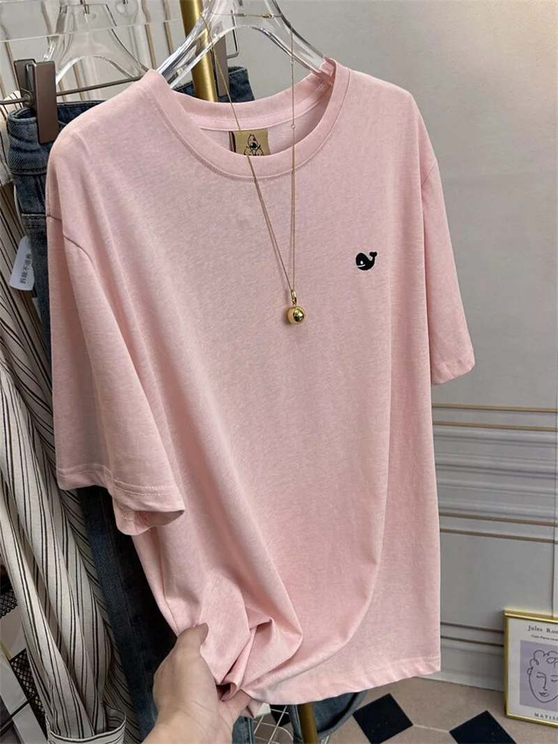 

Cooling Snowflake Cotton Short Sleeve T-Shirt Women's Loose Casual Top Korean Style round Neck Summer Fashion Trend