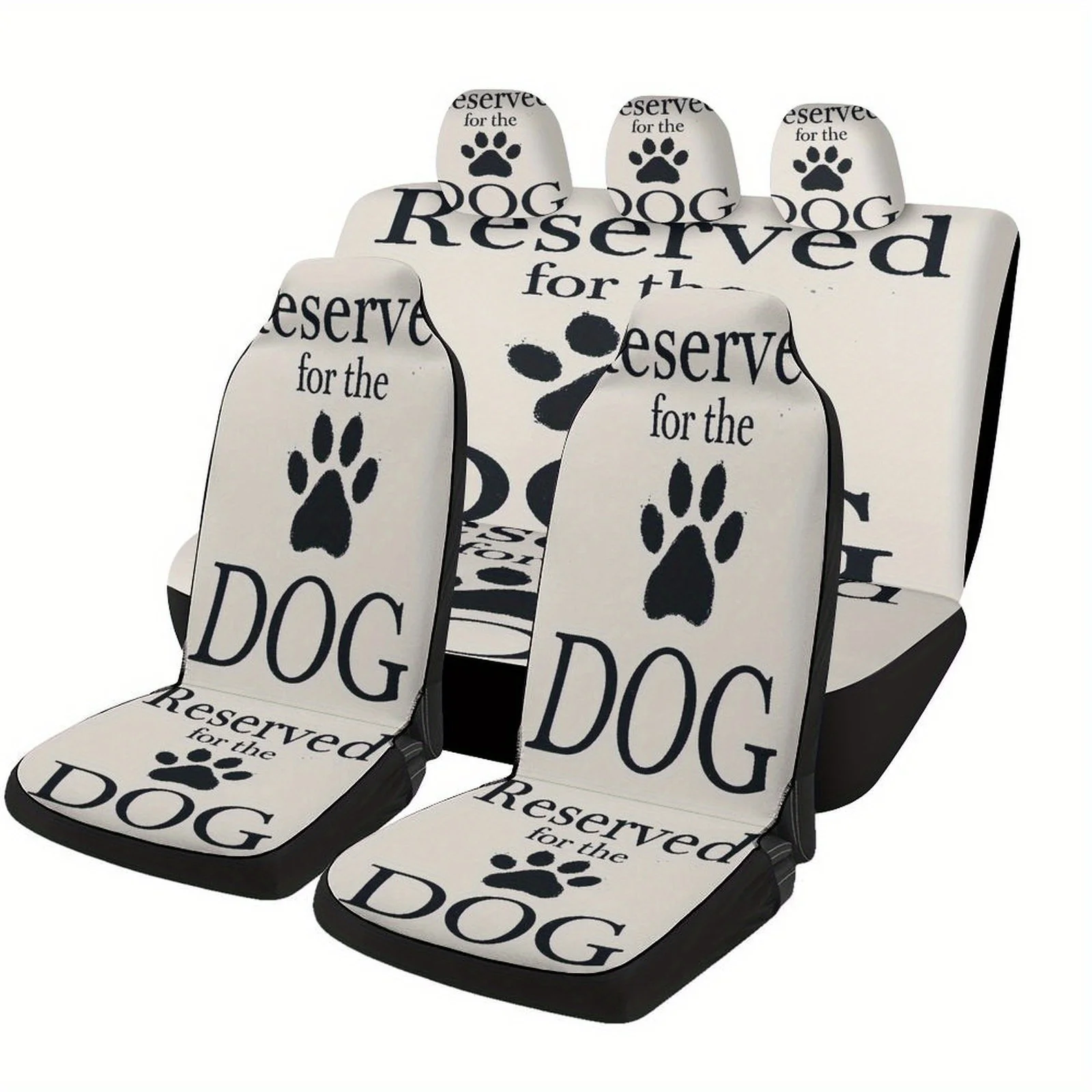 Dog Reserve Sign Designed Car Seat Cover Set For Most Cars, High-quality Comfortable Car Seat Protector Covers Full Set, Univers