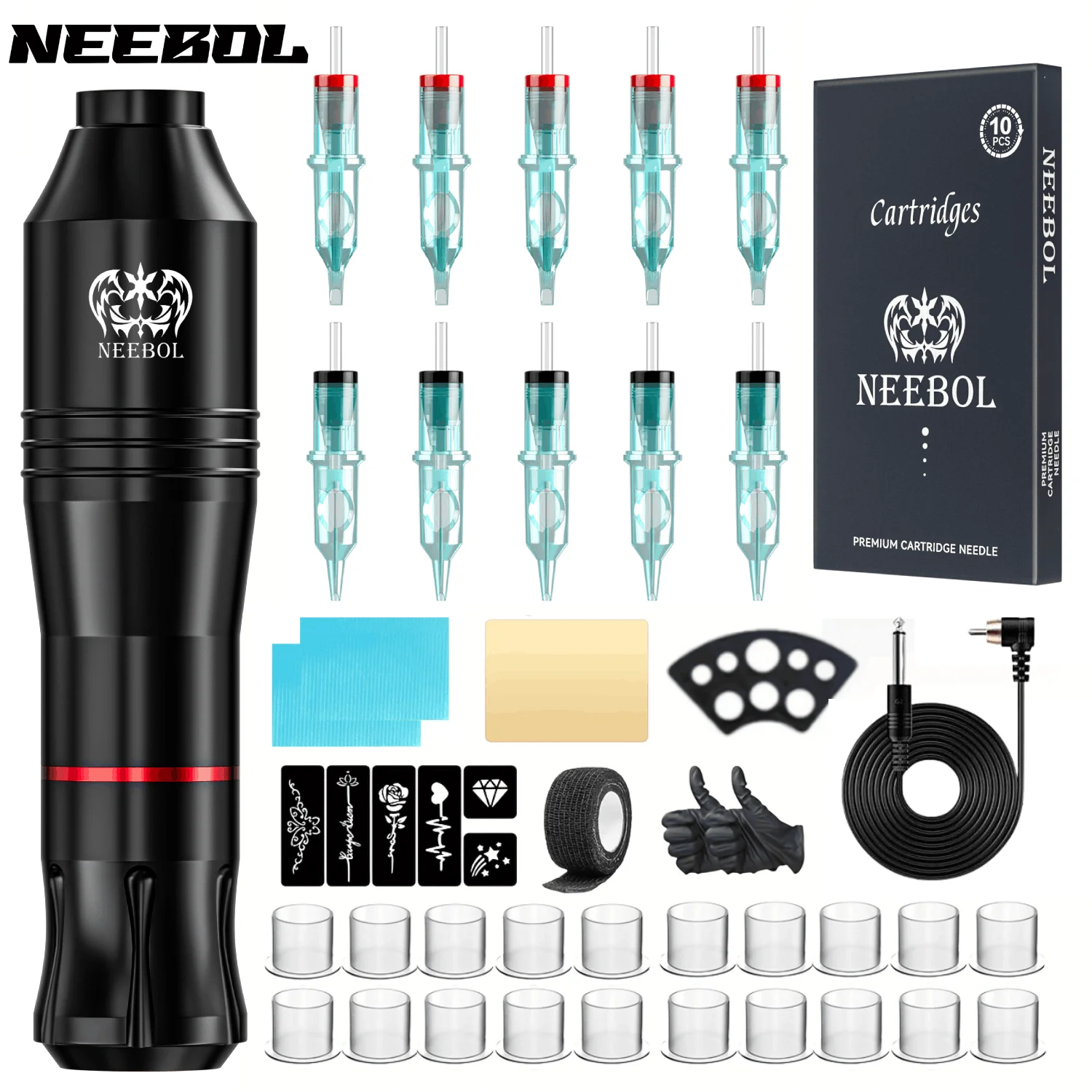 

Tattoo kit includes tattoo machine, tattoo needle, and various tattoo accessories, requiring additional Tattoo wireless power