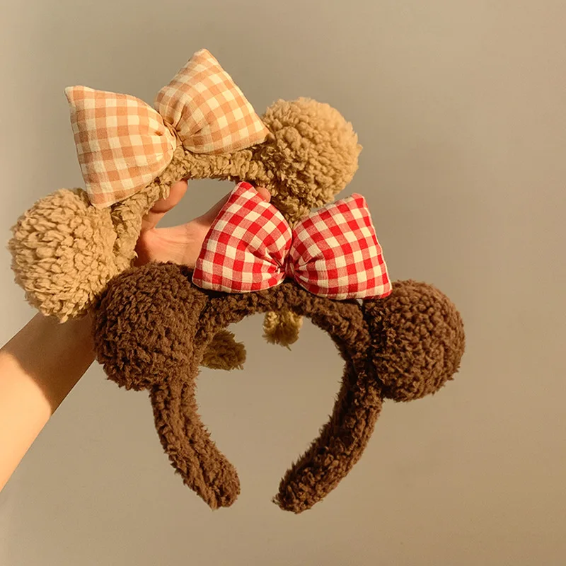 Cute Bow, Bear Ears, Plush Hair Hoops, Women\'s Face Wash, Headband, Hair Clip, Cartoon Brown Headband, Hair Accessories, Winter