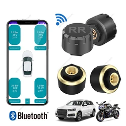 4/2Pcs Car TPMS Tire Pressure Monitoring System Bluetooth 5.0 Work With APP Car Motorcycle Tyre Pressure Sensor For IOS/Android