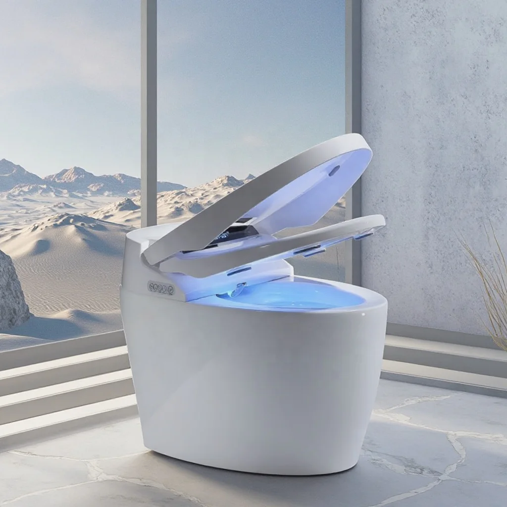 

High Quality Deluxe Version Automatic Self Cleaning Ceramic Smart Toilet with Remote Control Seat Heating S-trap Drainage Bidet