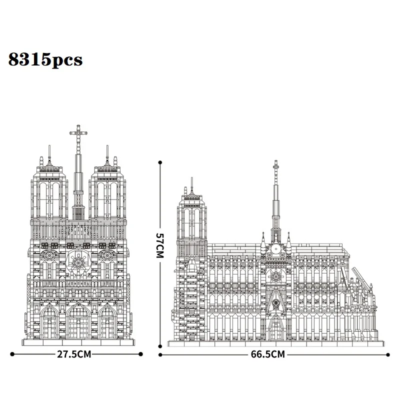 Puzzle z serii Architektura - Model Katedry Notre Dame - Puzzle dla dzieci - Klocki - Prezent na Boże Narodzenie i urodziny