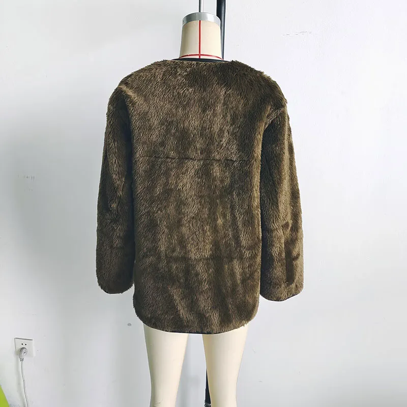 autunno inverno o collo giacche di peluche femminile addensare caldo outwear donna cappotto invernale cappotto da donna casual Abbigliamento donna 2025