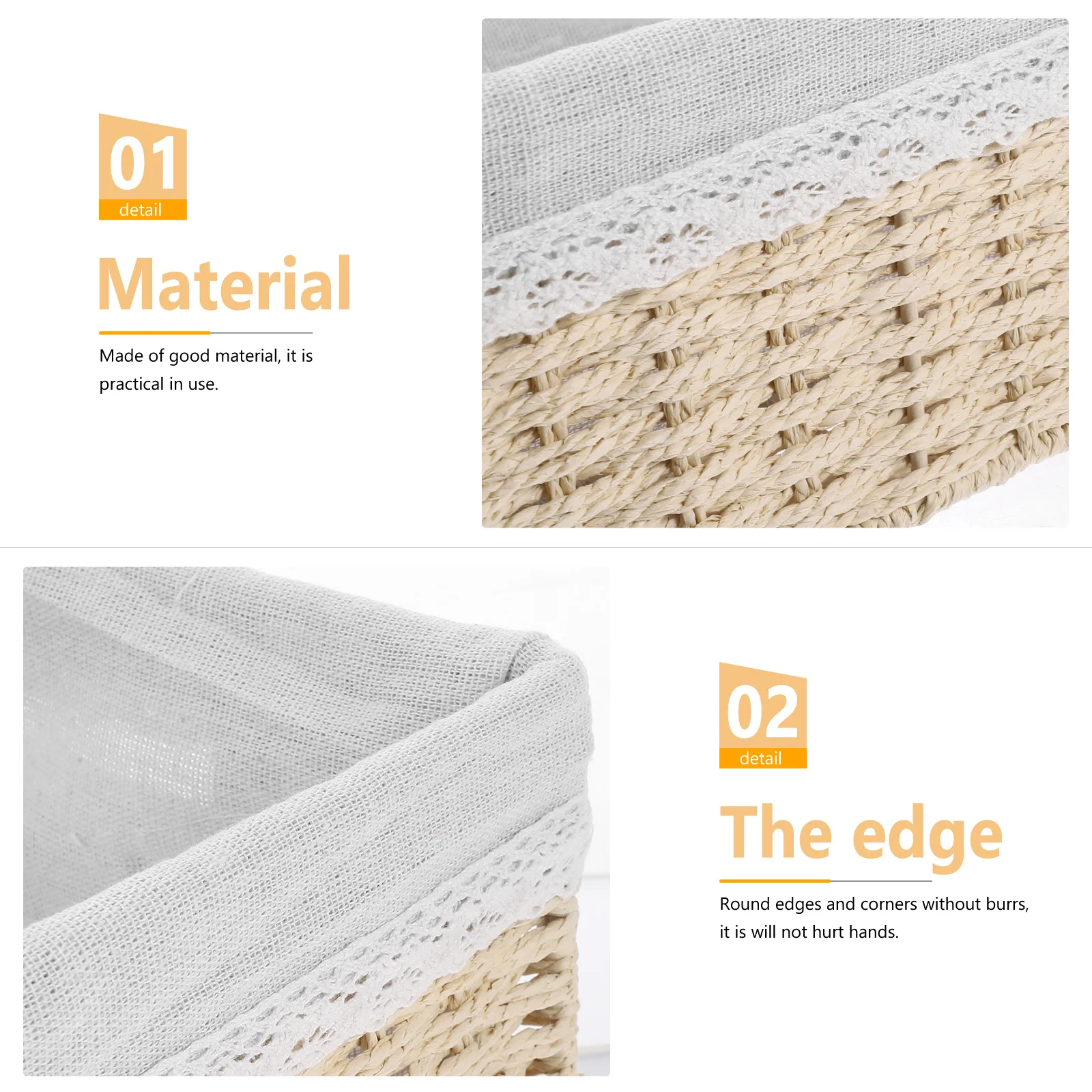 

1pc Desktop Storage Basket Premium Plant Fiber Woven Organizer Sundries Holder Multi-Functional Household Container Sturdy Snack