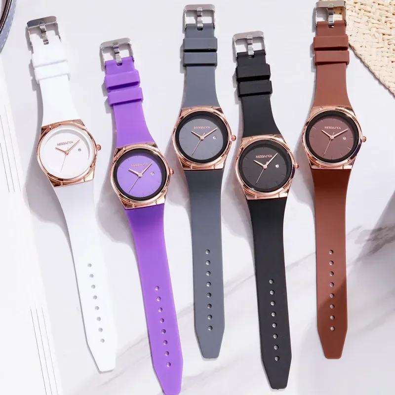 New Quartz Watch Silicone Strap Student Watches Minimalist Fashion Women\'s Fashion Calendar Wristwatch Reloj Mujer Dropshipping