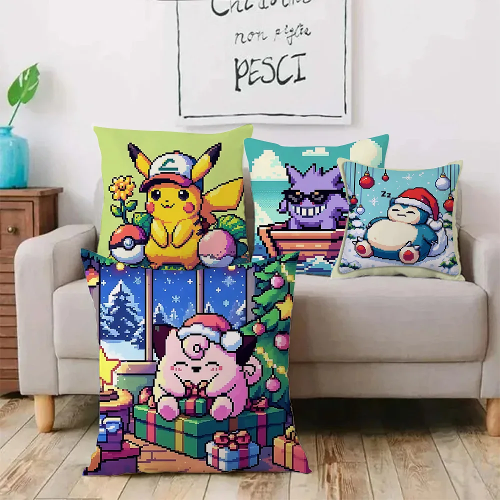 Pillow Covers Cartoon Pokemon Gengar Sofa Decorative Home Double-sided Printing Short Plush Cute Cushion Cover