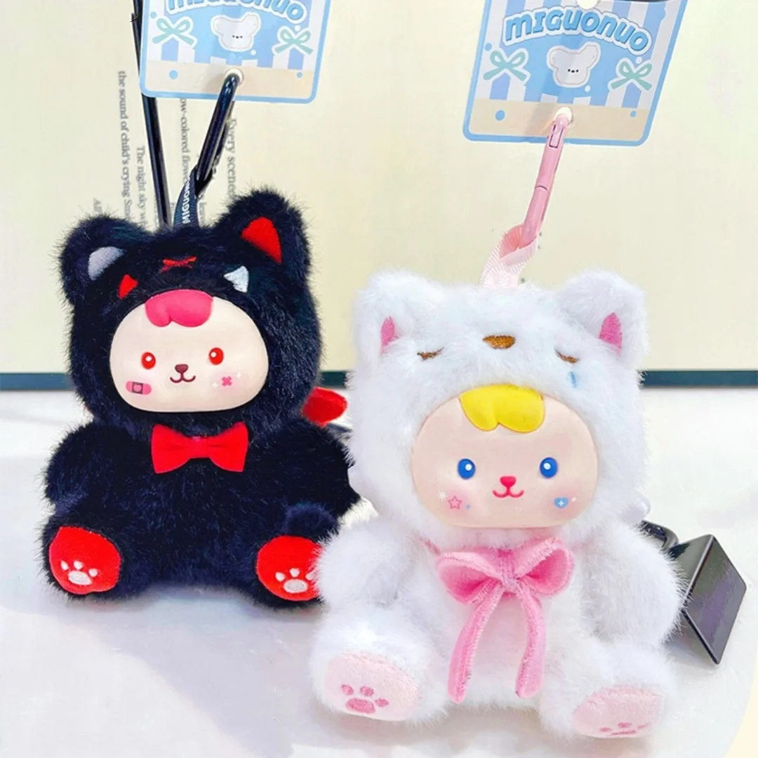 

10cm Cartoon Cute Angel Devil Cat Vinyl Plush Toys Stuffed Plush Toys Creative Surprise Gifts Popular Toy for Kids Bag Pendant