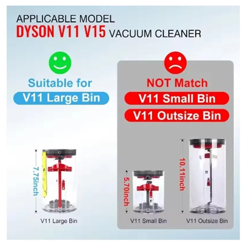 Large Dust Bin For Dyson V11 V15 SV14 SV15 SV22 Vacuum Cleaner Spare Replacement Dust Bucket Canister Sweeping