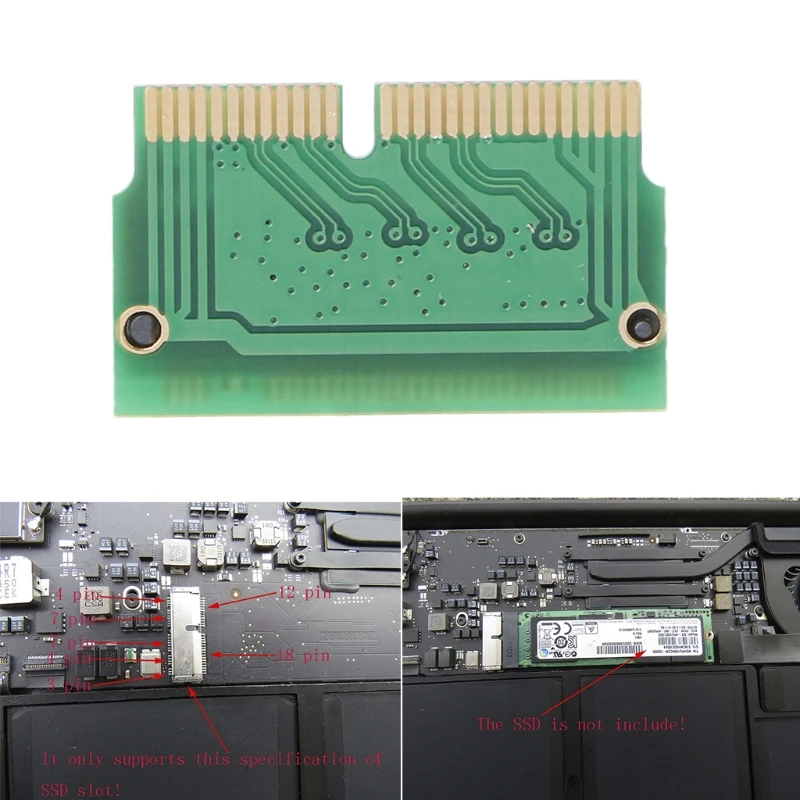 PCIE For M.2 NVME For MacBook SSD Convert Adapter SSD Upgraded Kit For 2013 2014 2015 For MacBook Air A1465 A1466 Pro A1