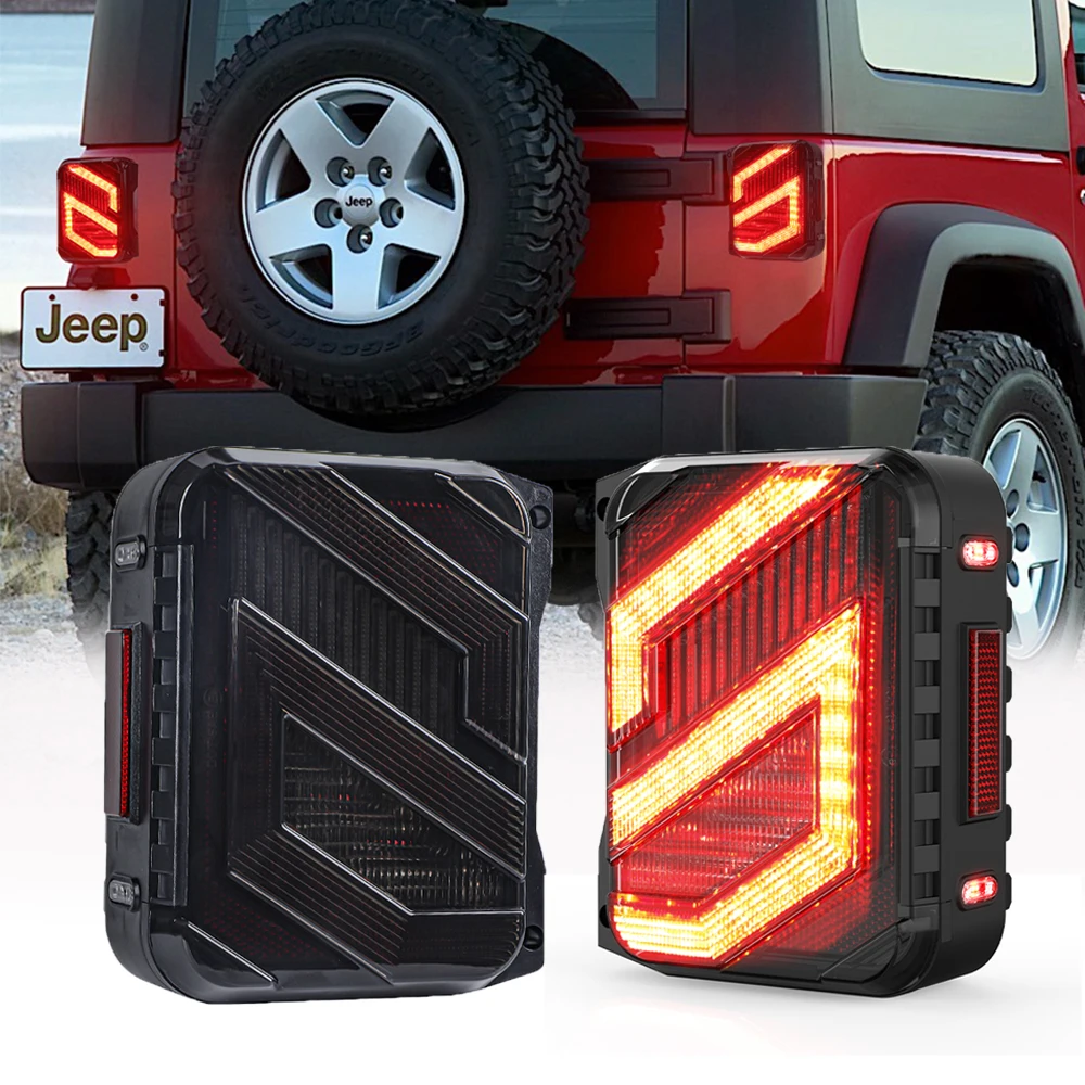 For Jeep Wrangler JK 2007-2018 Car Led Tail Light 12v Led Lamp US/EURO Version Turning Brake Reversing Taillight Car Accessories