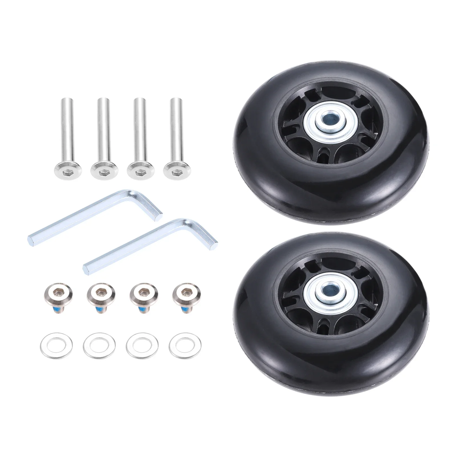 2kits Suitcase Swivel Wheels Rubber Steel Axles Replace Luggage Wheel Durable Anti-noise with Tools 68/75/78mm*24mm Easy Install