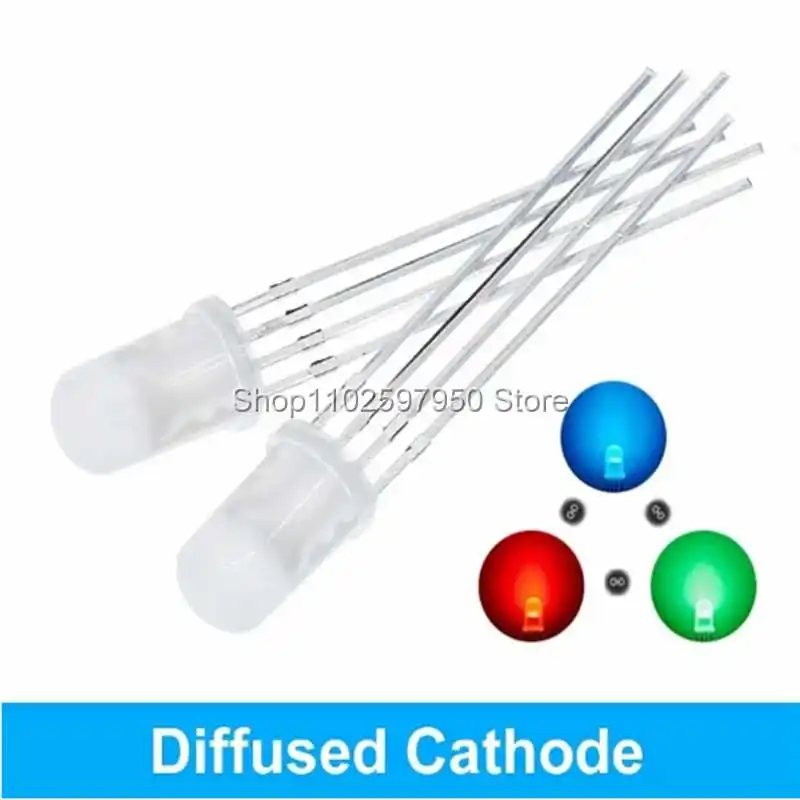 10pcs 5mm RGB LED Common Cathode / Common Anode Tri-Color Emitting Diodes f5 RGB Diffused / Transparent Highlight for arduino