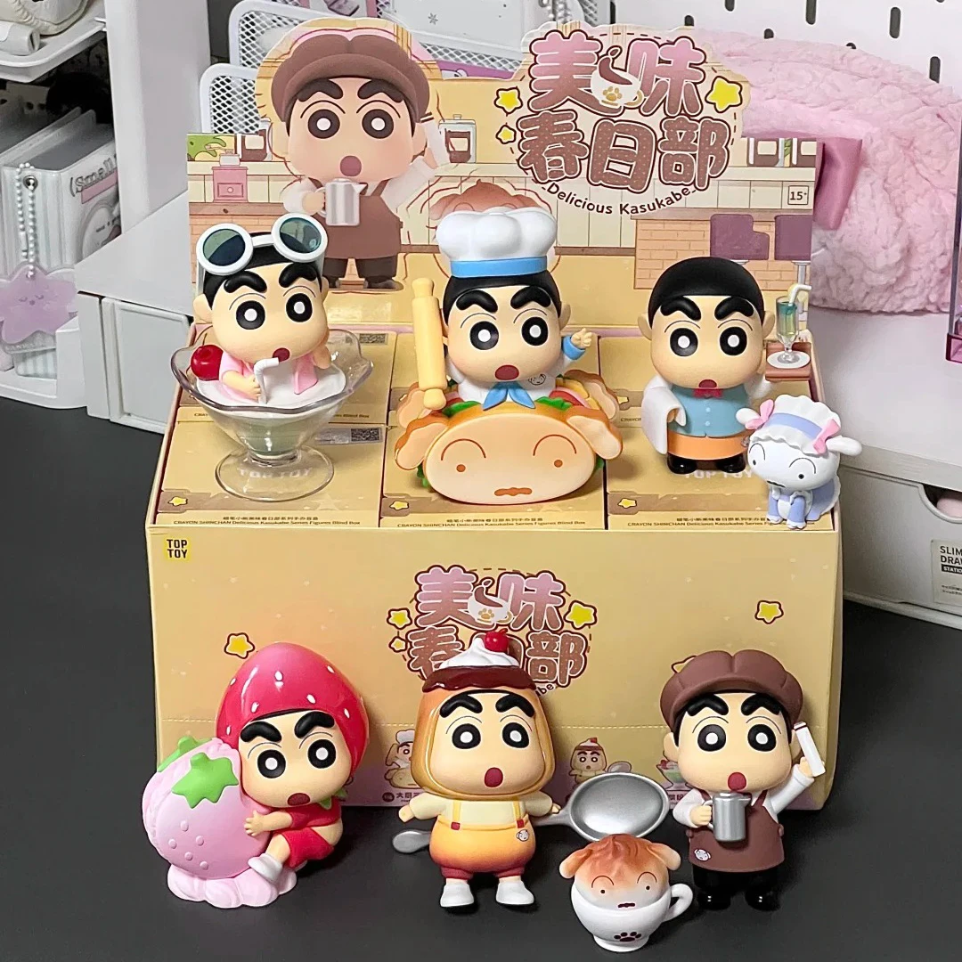 

6pcsToptoy Crayon Shin-Chan Delicious Kasugabe Blind Box Mini Collectible Toys Hand-MadeDesktopDecorTrendy Gift Cute Play Figure