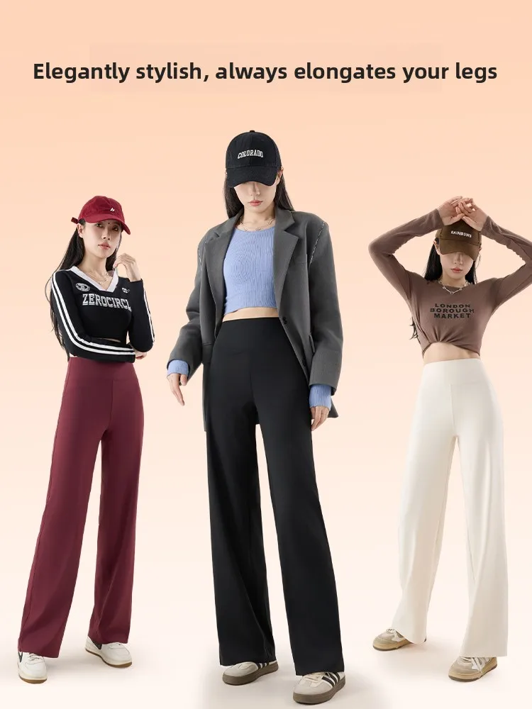 Cintura alta perna reta calças de yoga outerwear feminino arcaskin calças compridas casual cintura alta levantamento de bunda regular fino