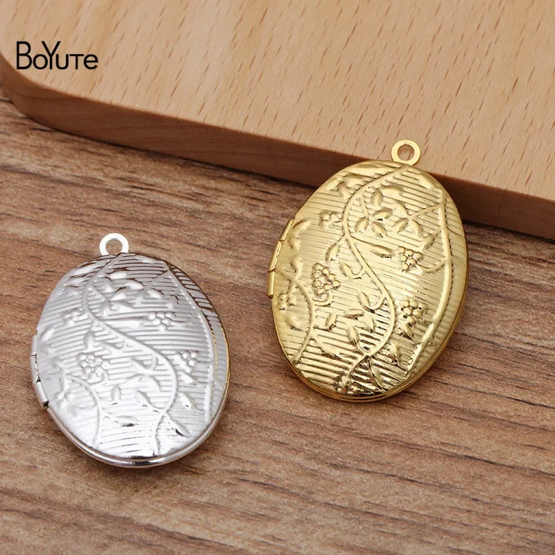 BoYuTe (10 Pieces/Lot) 16*24*4MM Metal Brass Floating Oval Locket Factory Direct Wholesale Diy Photo Locket Pendant