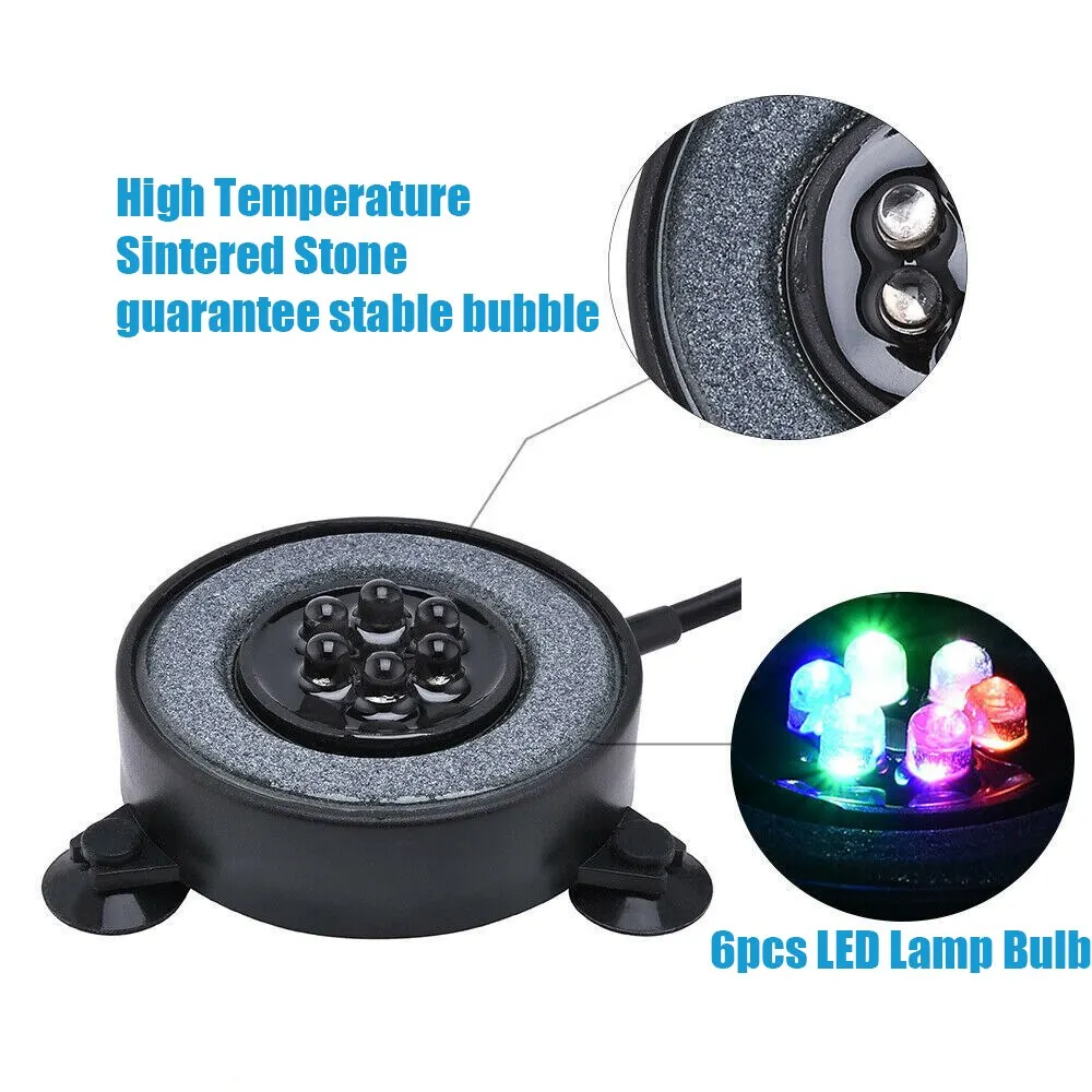 Submersible Underwater Fish Tank Light Color Changing LED Air Light Aquarium Air Bubble Lamp Making Oxygen for Fish Tank