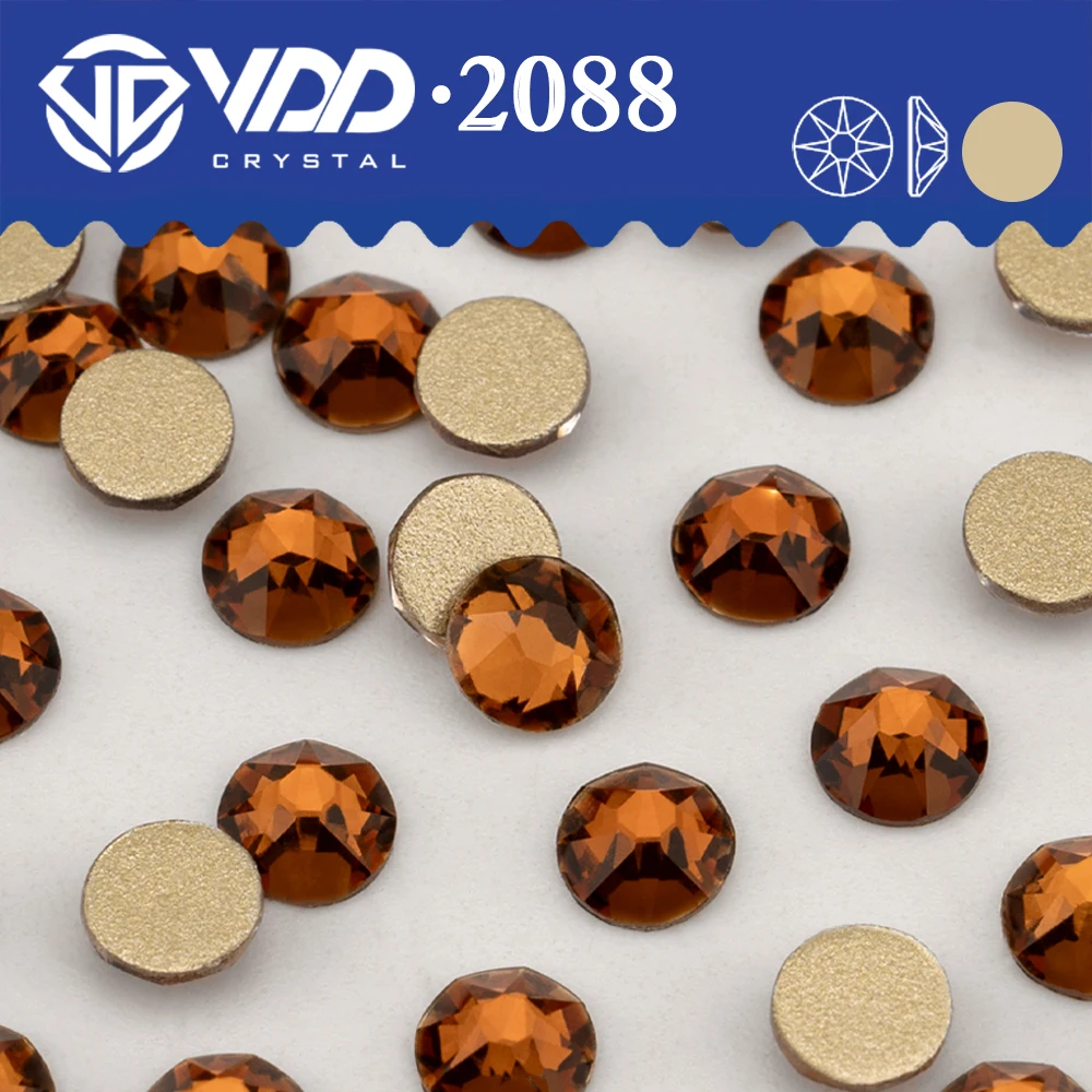 VDD 229 Rauchiges Amber 2088 Nicht-Hotfix Strasssteine Hohe Qualität AAAAA 8 Große 8 Kleine Glaskristall Flachboden Strasssteine BD888-229 – Detail 2
