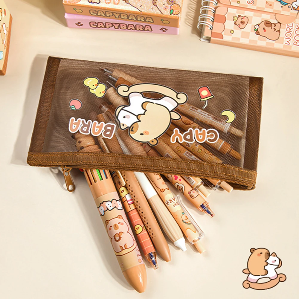 

Нейлоновый сетчатый пенал большой емкости, прозрачный карандаш, портативный органайзер для путешествий, косметичка для путешествий