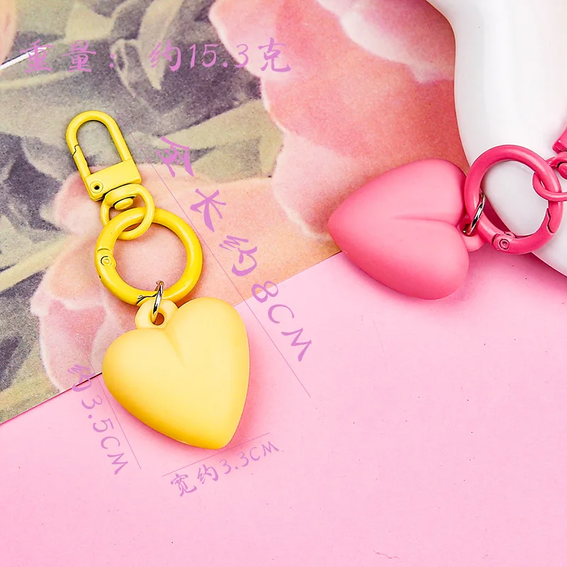 20pcs/set Sweet Love Heart Keychain Candy Color Resin Key Ring for Women Girl Bag Airpods Box Car Phone Accessorie Jewelry Gift