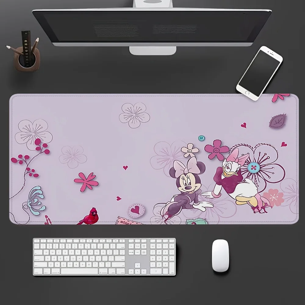 

Большой игровой коврик для мыши с Минни Маус — милый мультяшный дизайн с цветочным узором, нескользящая резиновая основа, 30x60/30x80/40x90 дюймов,