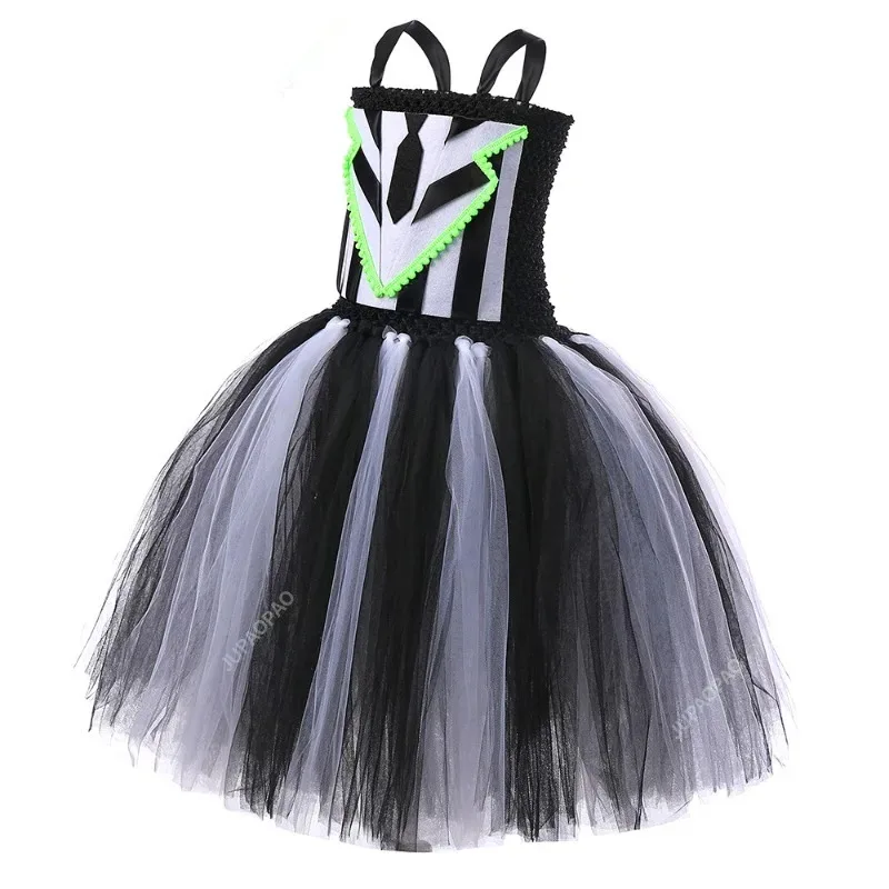 新しい白黒ホラーピエロファンシードレス女の子子供ペニーワイズハロウィンコスチュームサーカスジョーカーコスプレ衣装怖いチュチュ