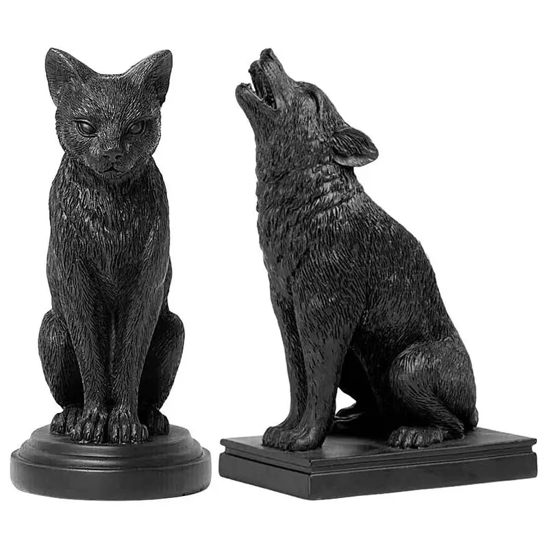 

Creative Halloween Gothic Cat Candlestick Wolf Candlestick Desktop Decoration Tea Light Candle Holder Living Room Accessories