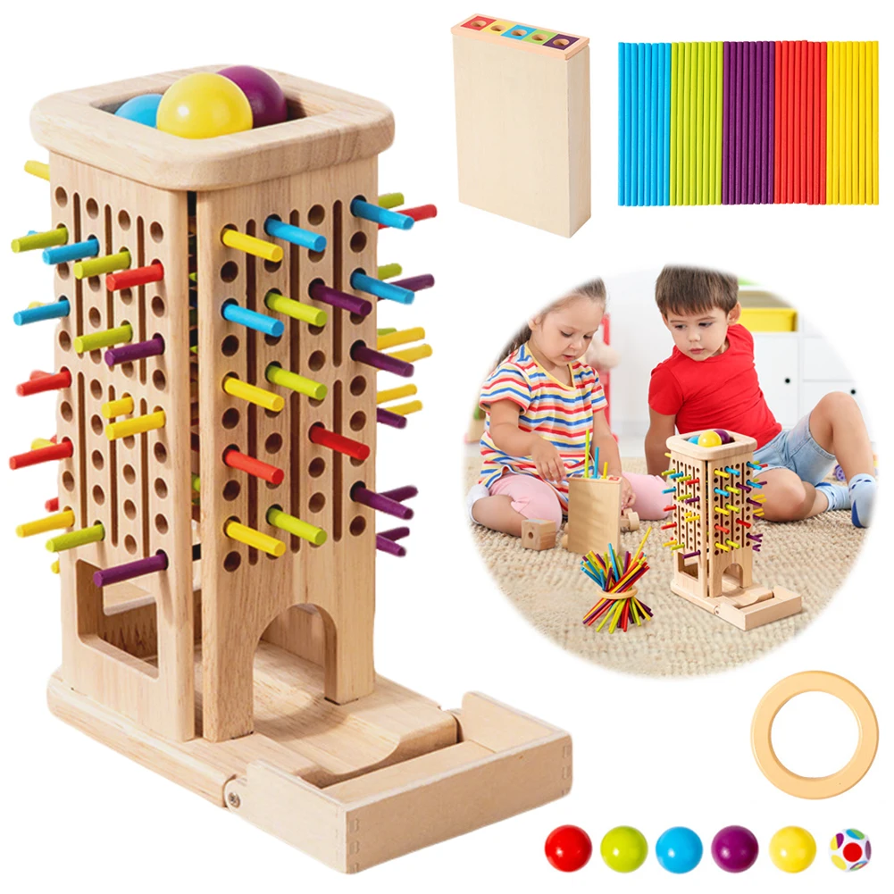 3-In-1 Vroeg Onderwijs Houten Stok Spel Herbruikbare Ouder-kind Interactief Spel Slijtvast Concentratie Balans Bordspel