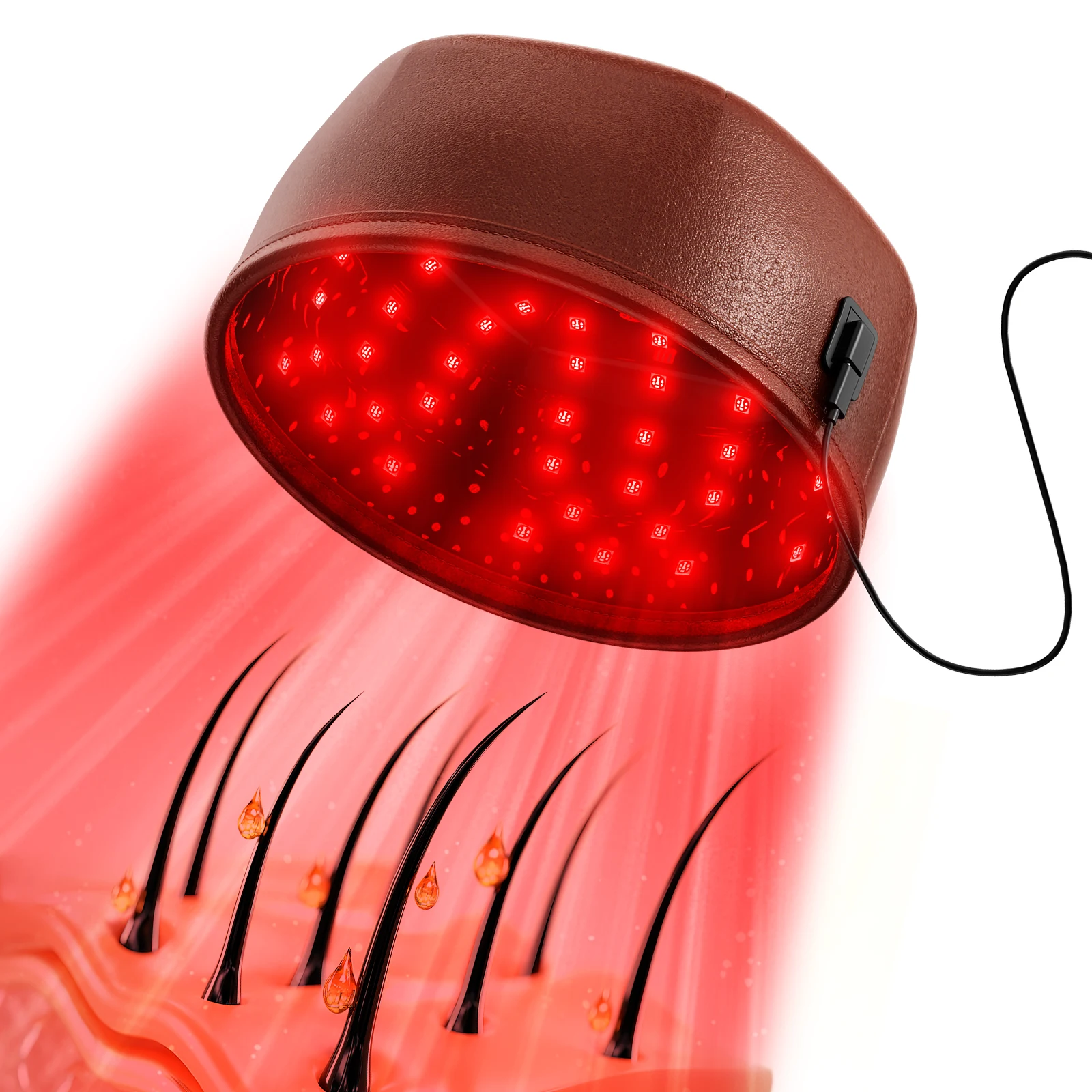 

120 Diodes Hair Growth Cap 850nm 660nm Anti Hair Loss Stress Relief Infrared Light Relaxation Therapy 4 Levels Pluse Mode PU