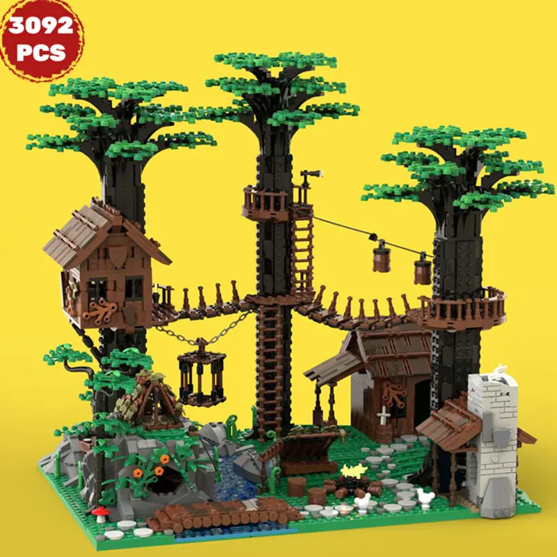 

MOC Architecture Forestmen's Headquarters Model Building Block Village Street View Treehouse MOC-153885 Assembly Brick Toy Gift