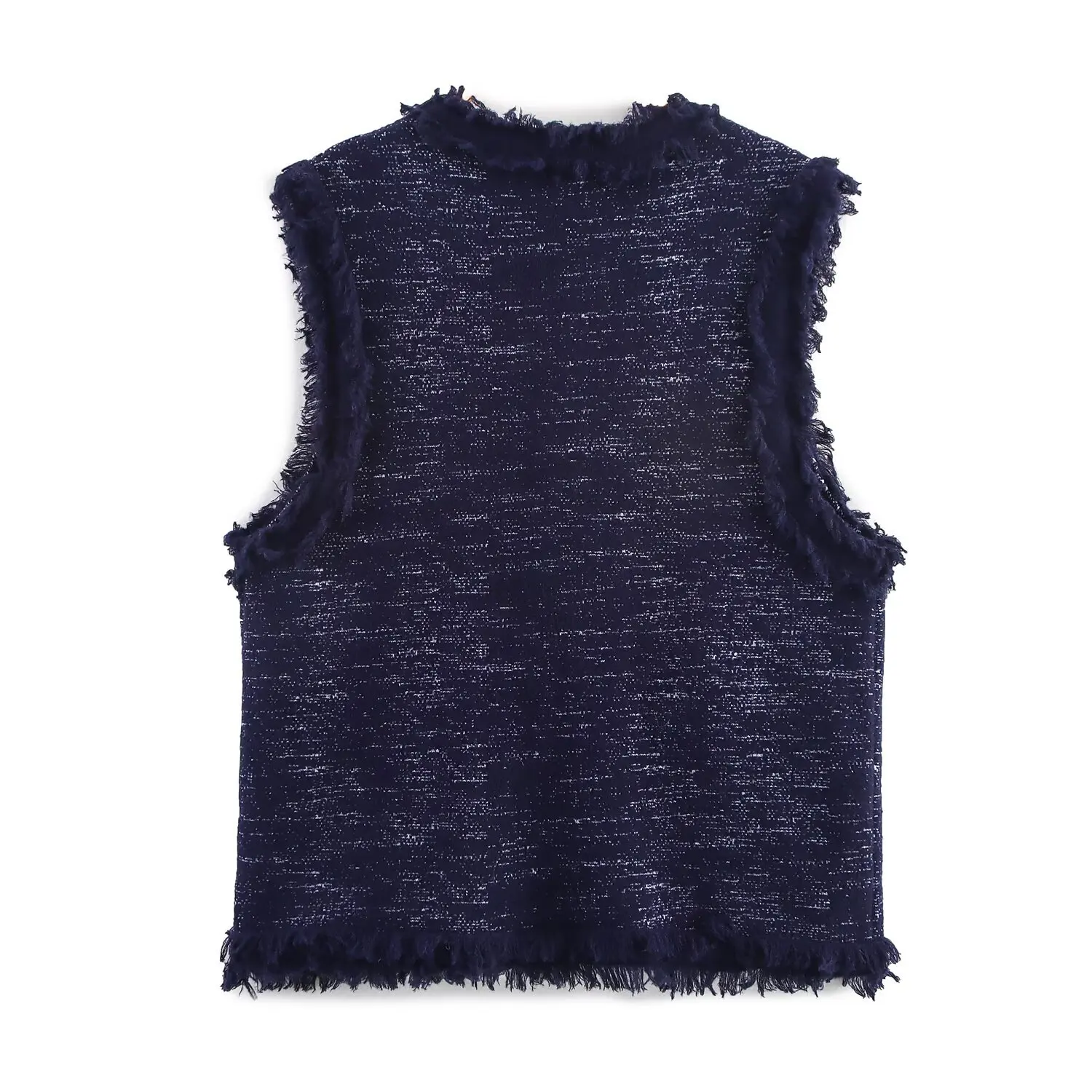 Chaleco de Tweed de otoño, chaquetas de abrigo sin mangas de gran tamaño, Chaleco informal, Chaleco de primavera, Top de moda sin forro