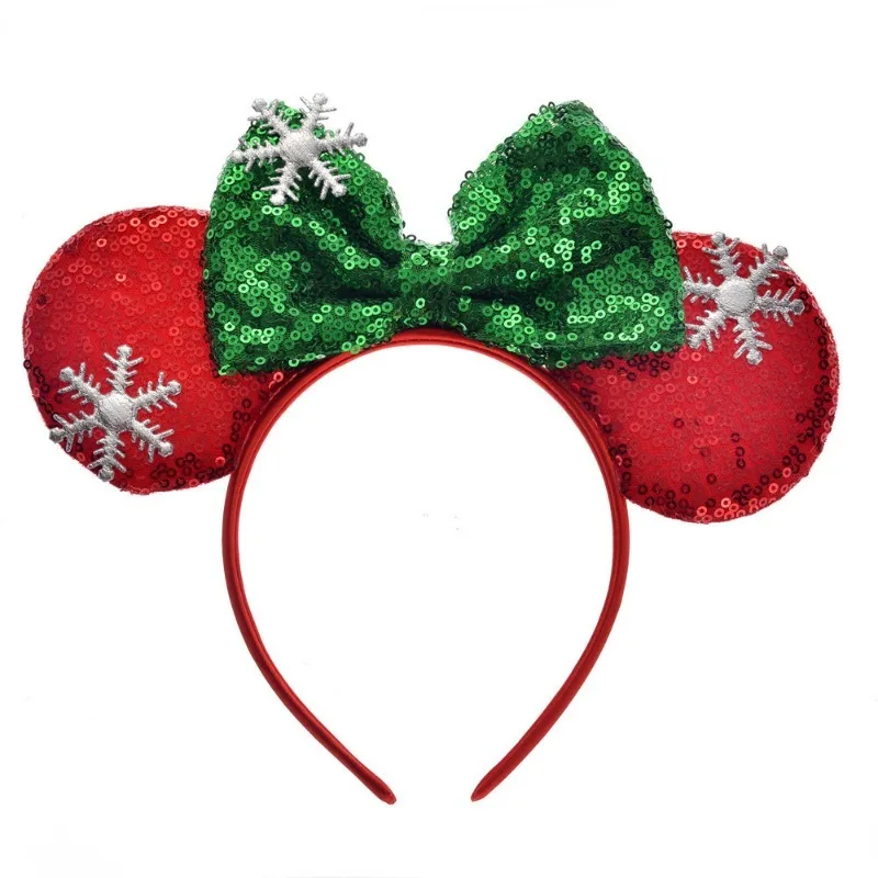 Disney Christmas Headbands red Mickey Minnie Hair Band Girl Cosplay Accessories Children New Year Xmas snowflake party Headwear