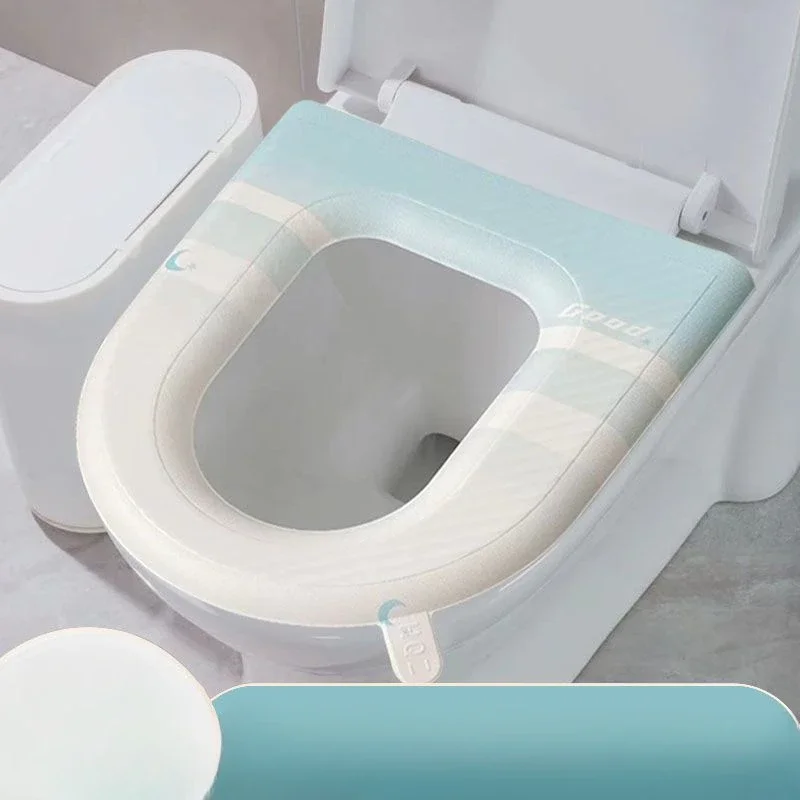 Toilet Seat Cover Striped with Handle Universal Bathroom Accessories Pads Reusable Antibacterial Closestool Tender Comfortable