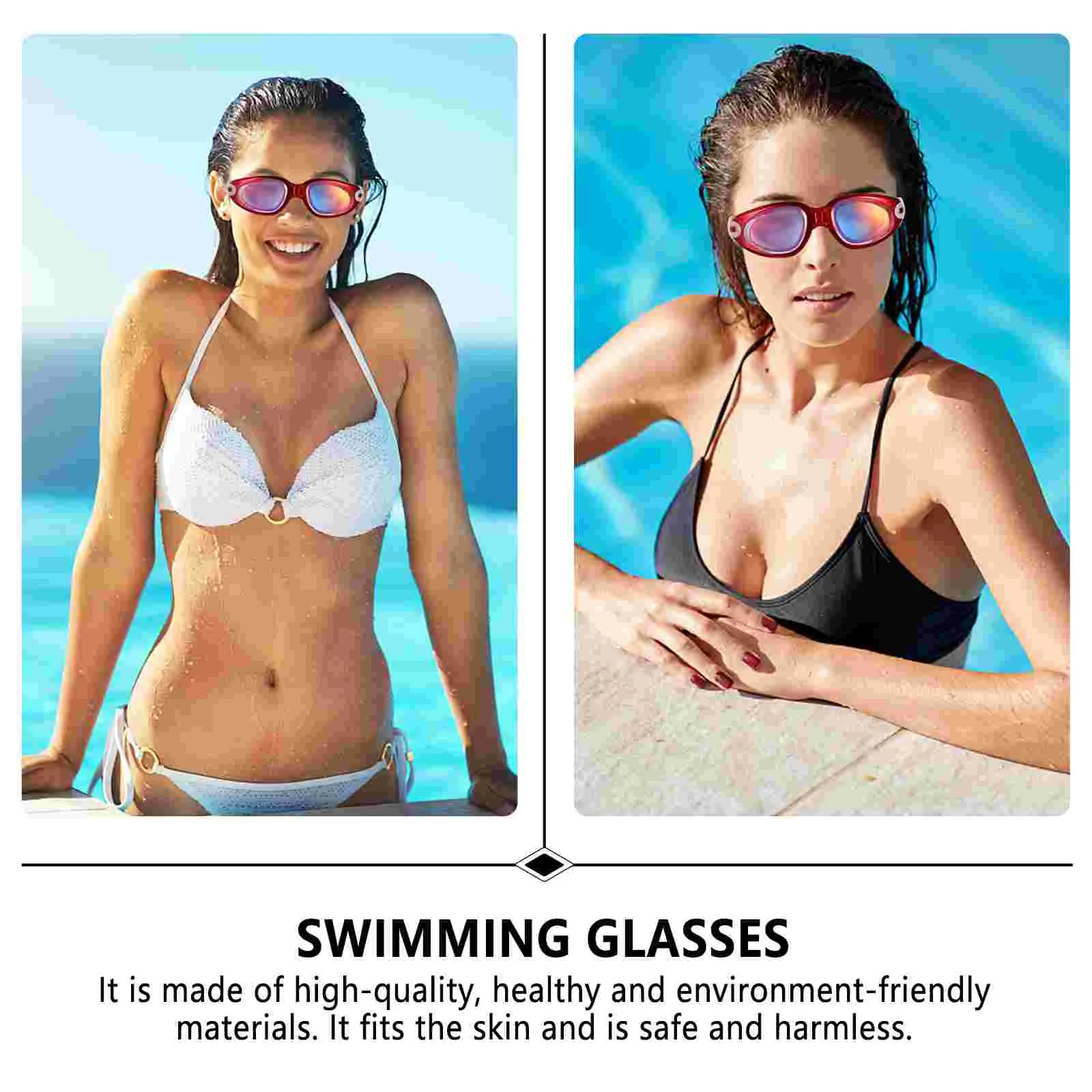 Colorful Adult Swimming Goggles PC Lens Adjustable Strap Eyewear for Glasses Large-framed Protective