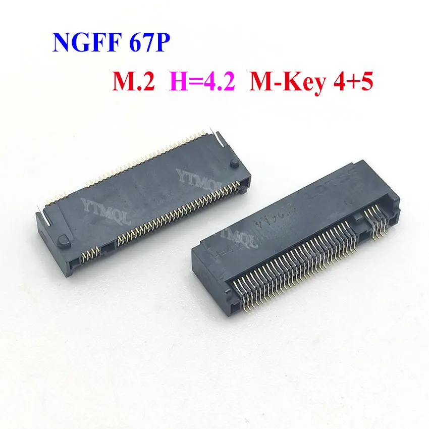 5PCS M.2 Connector 67P M KEY NGFF interface socket SSD socket H=2.3/3.2/4.2/4.8/5.3/6.7/8.5 M.2 SSD Slot NGFF Socket Hot New